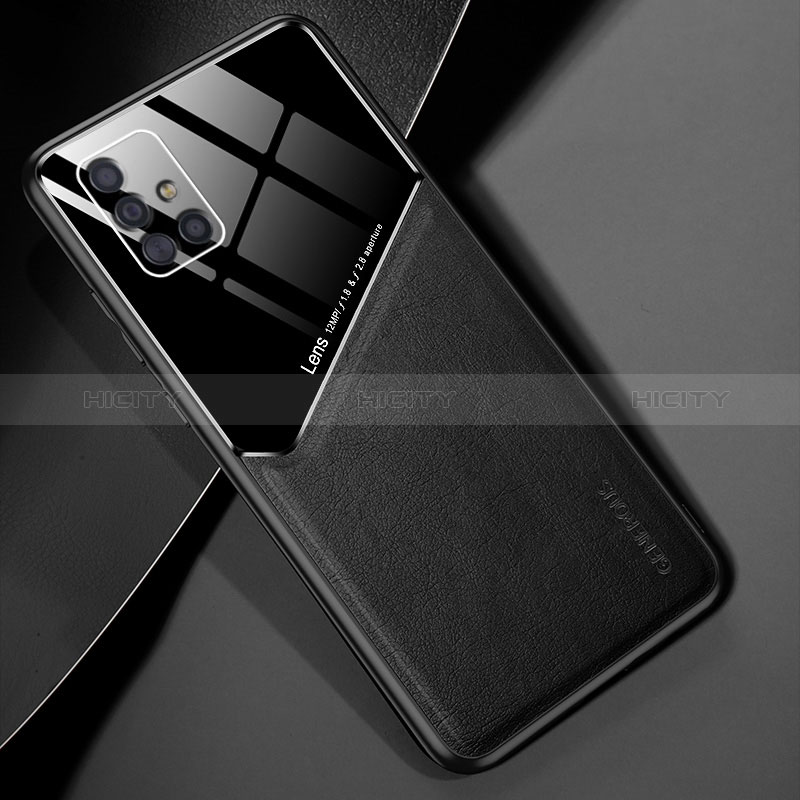 Custodia Silicone Morbida In Pelle Cover con Magnetico per Samsung Galaxy A51 4G Nero