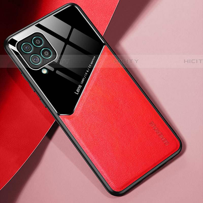Custodia Silicone Morbida In Pelle Cover con Magnetico per Samsung Galaxy F62 5G Rosso