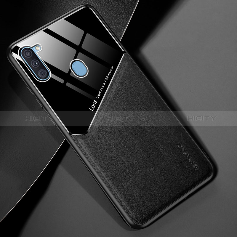 Custodia Silicone Morbida In Pelle Cover con Magnetico per Samsung Galaxy M11 Nero
