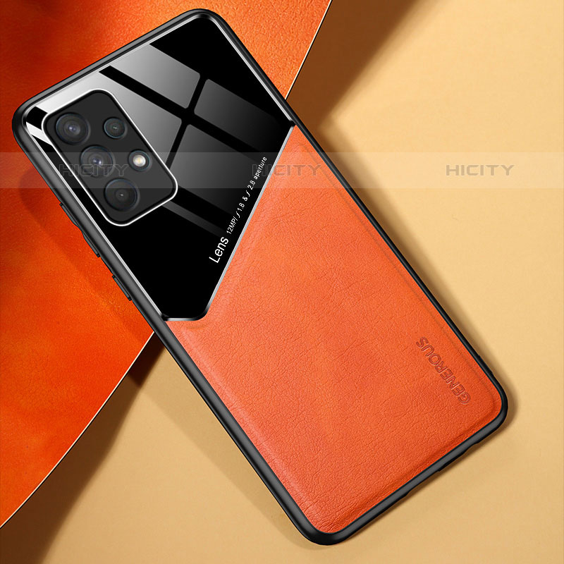 Custodia Silicone Morbida In Pelle Cover con Magnetico per Samsung Galaxy M32 5G Arancione