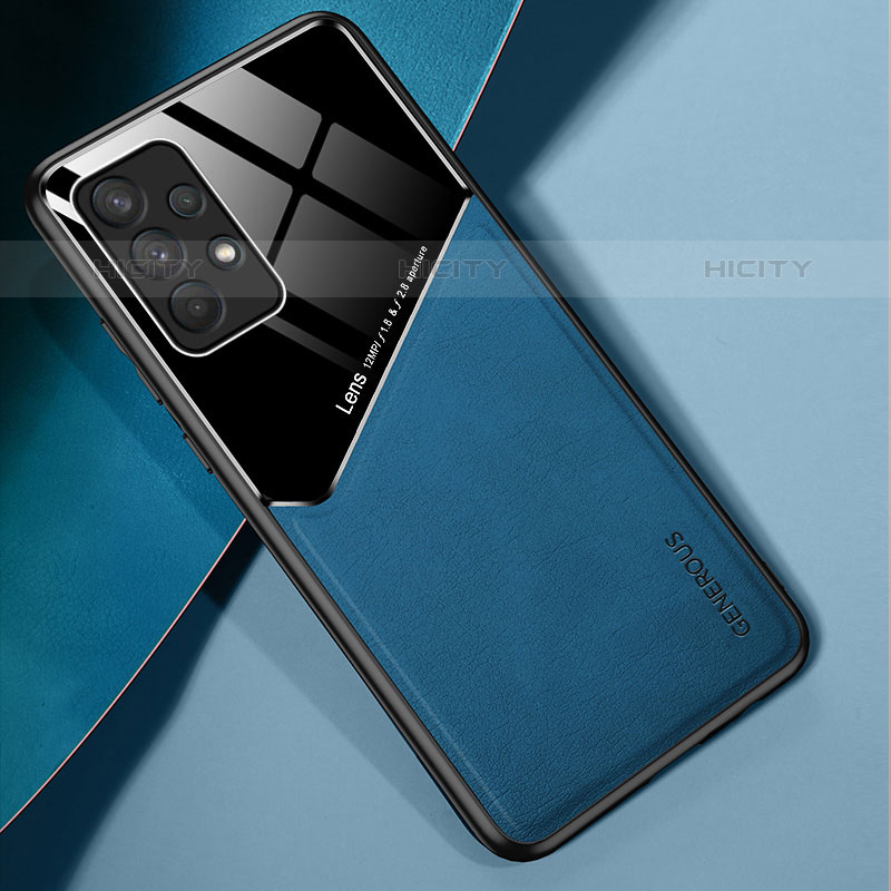 Custodia Silicone Morbida In Pelle Cover con Magnetico per Samsung Galaxy M32 5G Blu
