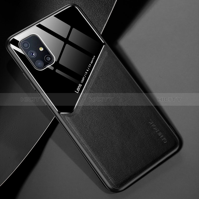 Custodia Silicone Morbida In Pelle Cover con Magnetico per Samsung Galaxy M51 Nero