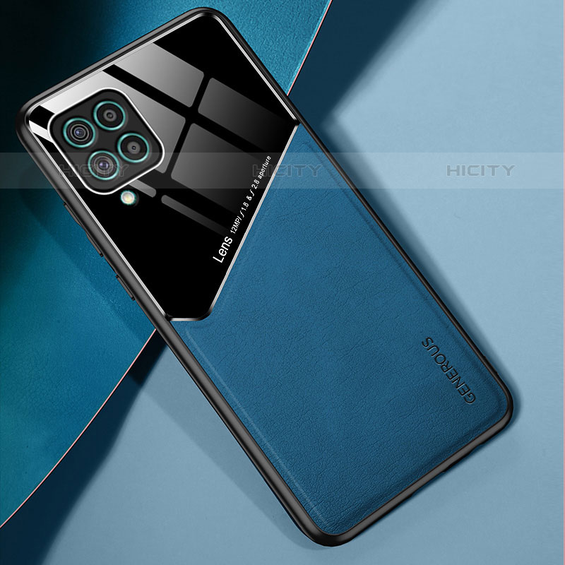 Custodia Silicone Morbida In Pelle Cover con Magnetico per Samsung Galaxy M62 4G Blu