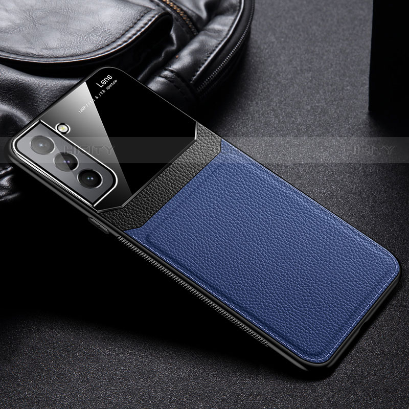 Custodia Silicone Morbida In Pelle Cover con Magnetico per Samsung Galaxy S21 Plus 5G Blu