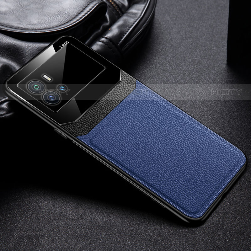 Custodia Silicone Morbida In Pelle Cover con Magnetico per Vivo iQOO 9 5G Blu