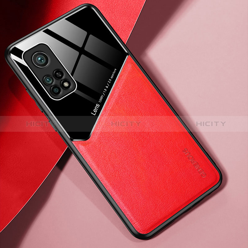 Custodia Silicone Morbida In Pelle Cover con Magnetico per Xiaomi Mi 10T 5G Rosso