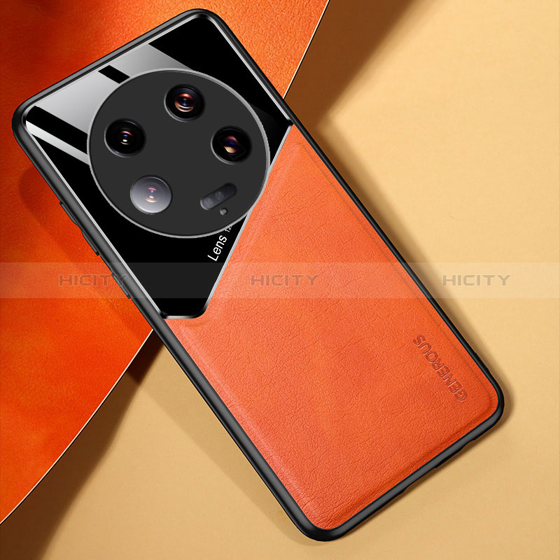 Custodia Silicone Morbida In Pelle Cover con Magnetico per Xiaomi Mi 13 Ultra 5G Arancione