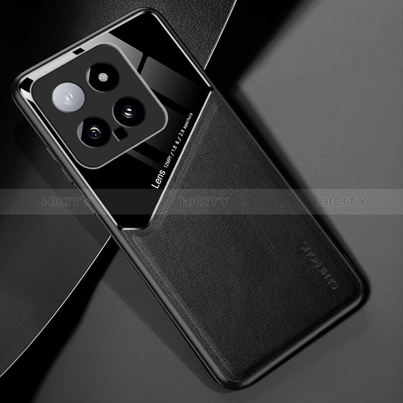 Custodia Silicone Morbida In Pelle Cover con Magnetico per Xiaomi Mi 14 Pro 5G Nero