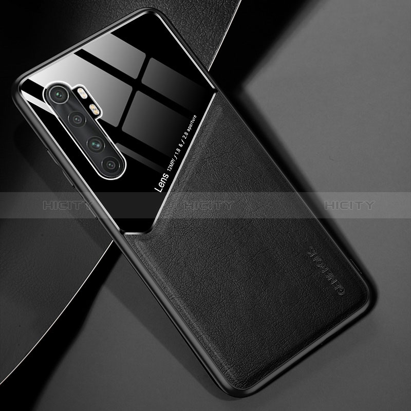 Custodia Silicone Morbida In Pelle Cover con Magnetico per Xiaomi Mi Note 10 Lite Nero