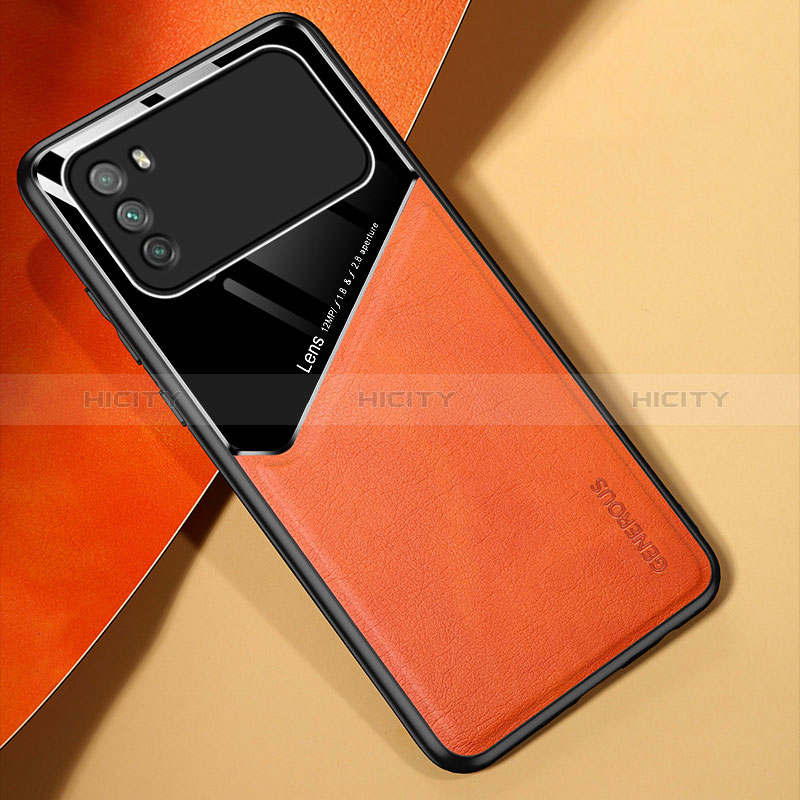 Custodia Silicone Morbida In Pelle Cover con Magnetico per Xiaomi Poco M3 Arancione