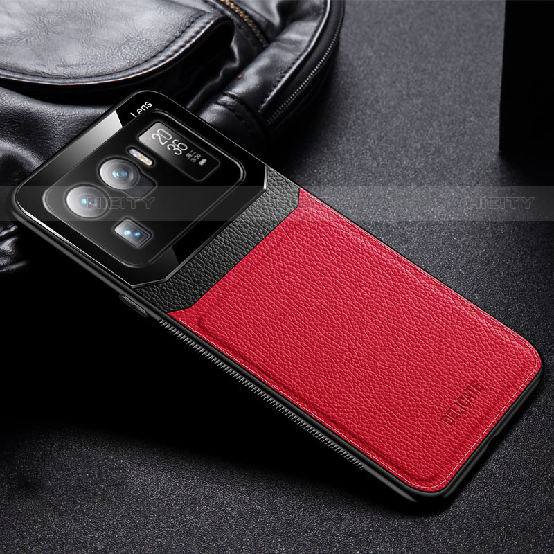 Custodia Silicone Morbida In Pelle Cover con Magnetico S01 per Xiaomi Mi 11 Ultra 5G Rosso