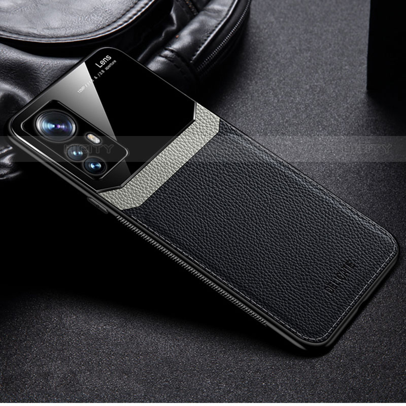 Custodia Silicone Morbida In Pelle Cover con Magnetico S01 per Xiaomi Mi 12 Pro 5G Nero