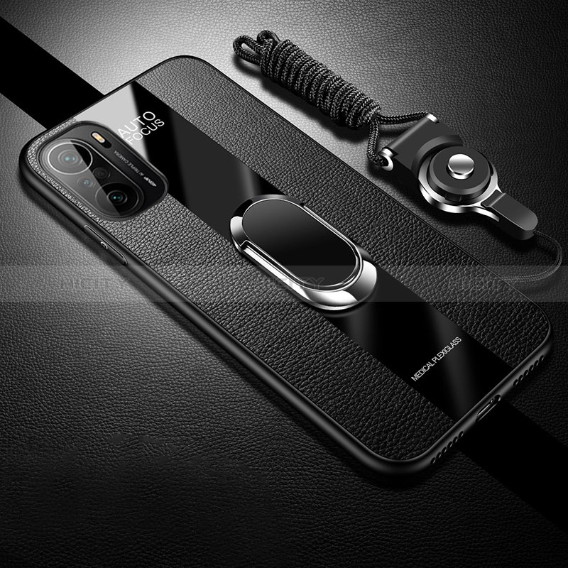 Custodia Silicone Morbida In Pelle Cover con Magnetico S01 per Xiaomi Redmi K40 Pro+ Plus 5G Nero