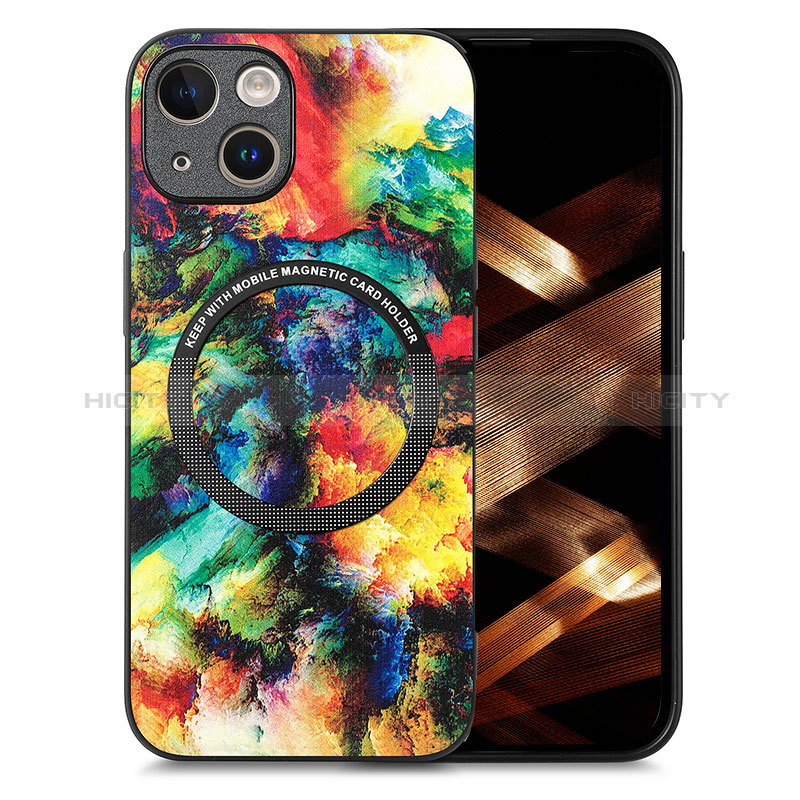 Custodia Silicone Morbida In Pelle Cover con Magnetico S01D per Apple iPhone 14 Plus Multicolore