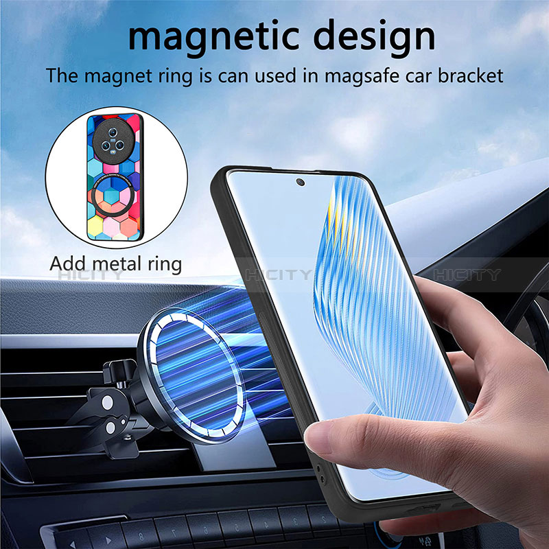 Custodia Silicone Morbida In Pelle Cover con Magnetico S01D per Huawei Honor Magic5 5G
