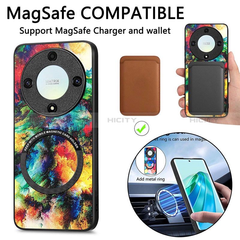 Custodia Silicone Morbida In Pelle Cover con Magnetico S01D per Huawei Honor Magic5 Lite 5G