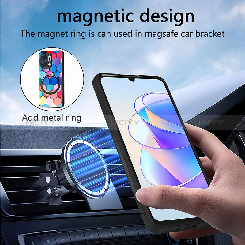 Custodia Silicone Morbida In Pelle Cover con Magnetico S01D per Huawei Honor X7a