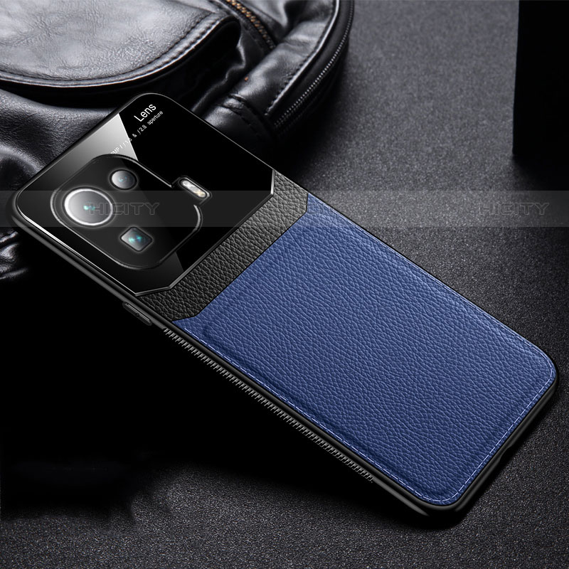Custodia Silicone Morbida In Pelle Cover con Magnetico S02 per Xiaomi Mi 11 Pro 5G Blu