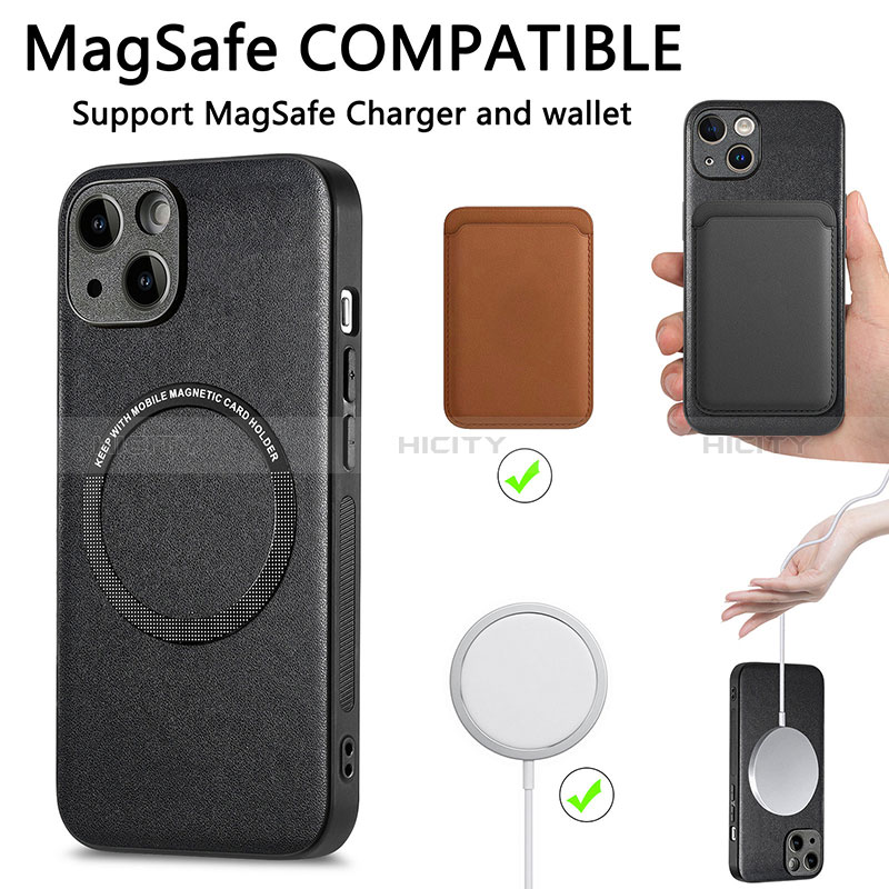 Custodia Silicone Morbida In Pelle Cover con Magnetico S02D per Apple iPhone 13