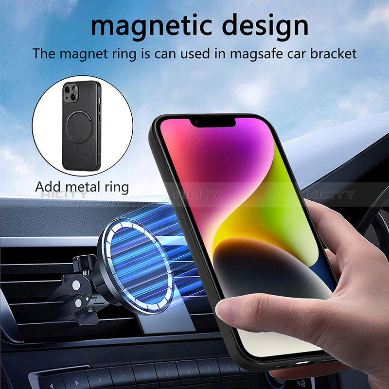 Custodia Silicone Morbida In Pelle Cover con Magnetico S02D per Apple iPhone 15 Plus