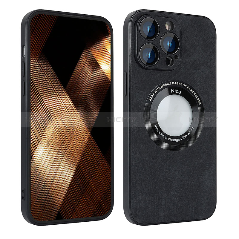 Custodia Silicone Morbida In Pelle Cover con Magnetico S07D per Apple iPhone 13 Pro Max Nero