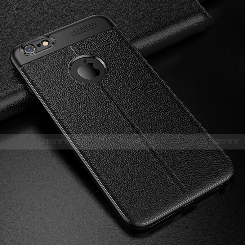 Custodia Silicone Morbida In Pelle Cover D01 per Apple iPhone 6 Nero