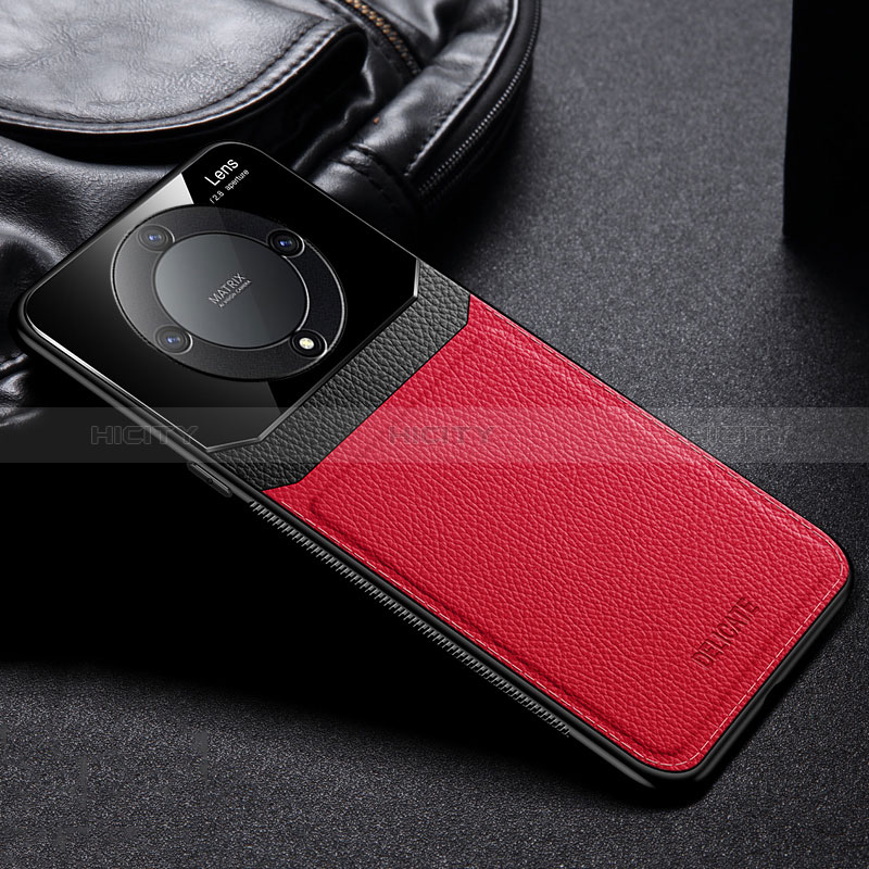 Custodia Silicone Morbida In Pelle Cover FL1 per Huawei Honor Magic5 Lite 5G Rosso