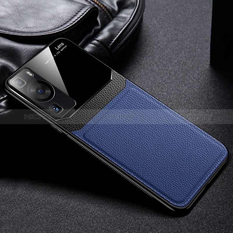 Custodia Silicone Morbida In Pelle Cover FL1 per Huawei P60 Blu
