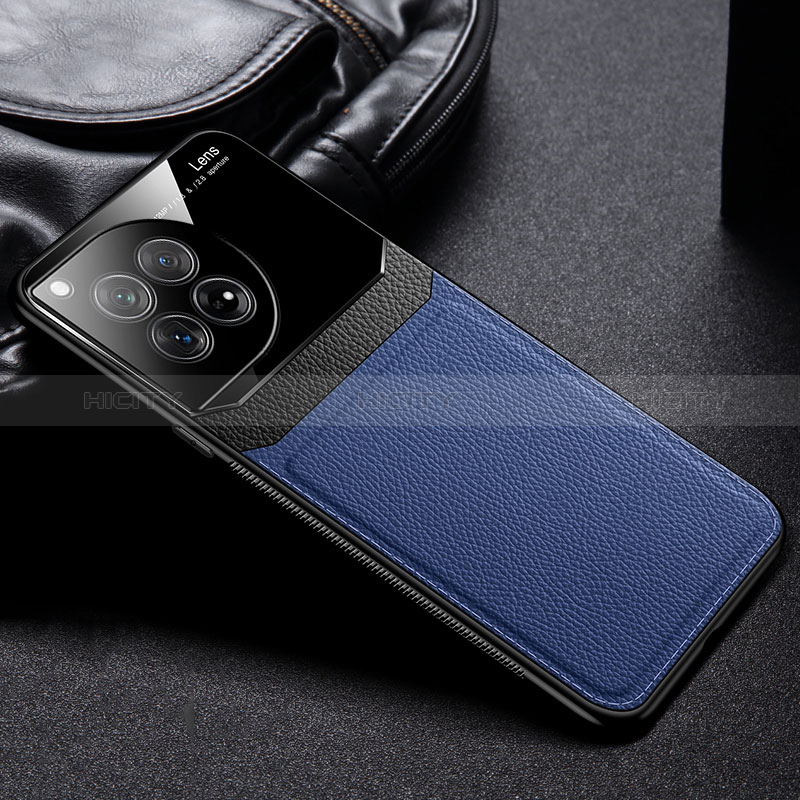 Custodia Silicone Morbida In Pelle Cover FL1 per OnePlus 12 5G Blu