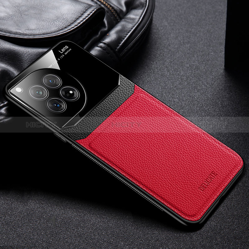 Custodia Silicone Morbida In Pelle Cover FL1 per OnePlus 12 5G Rosso