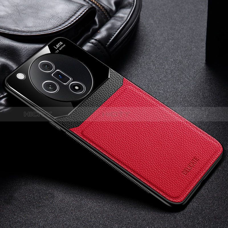 Custodia Silicone Morbida In Pelle Cover FL1 per Oppo Find X7 Ultra 5G Rosso