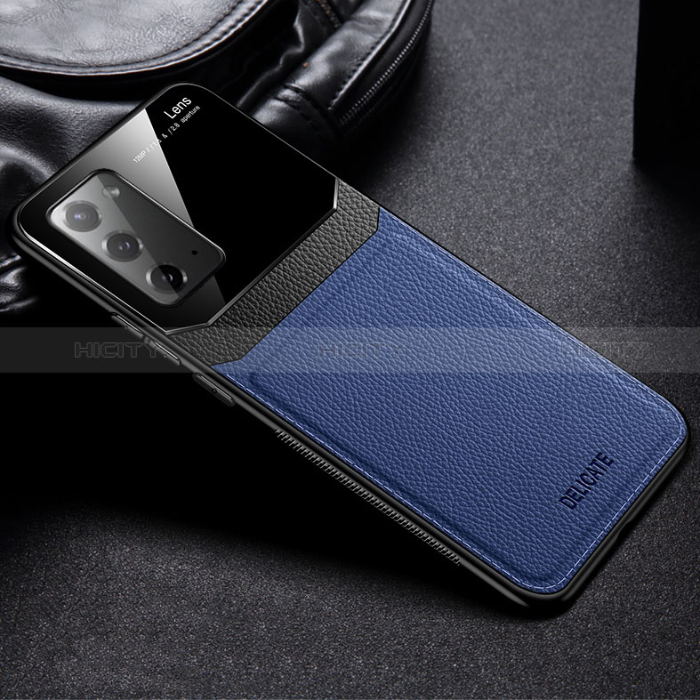 Custodia Silicone Morbida In Pelle Cover FL1 per Samsung Galaxy Note 20 5G Blu
