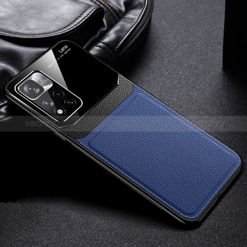Custodia Silicone Morbida In Pelle Cover FL1 per Xiaomi Redmi Note 11T 5G Blu