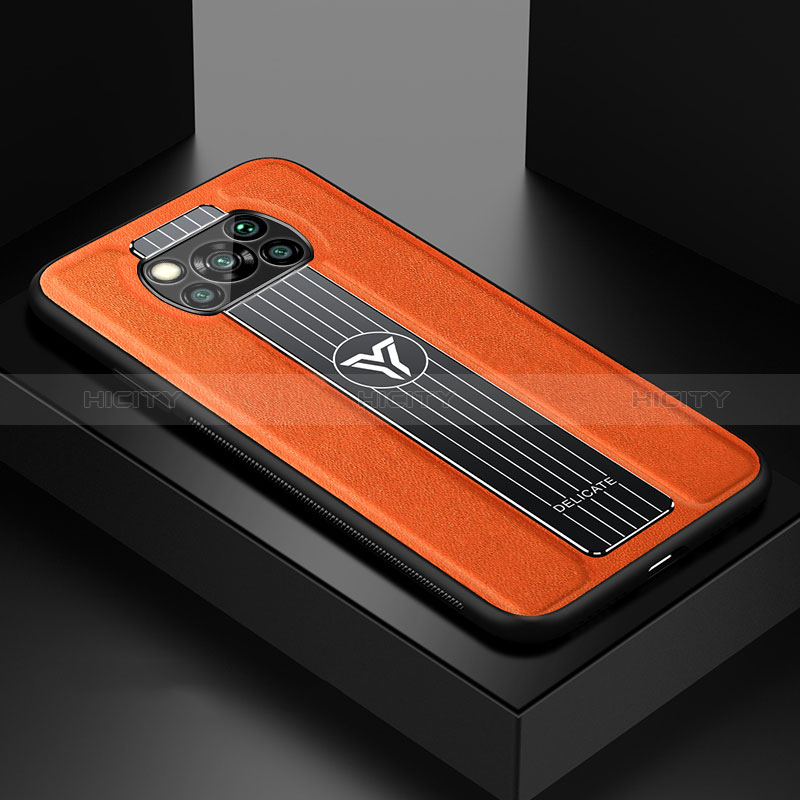 Custodia Silicone Morbida In Pelle Cover FL2 per Xiaomi Poco X3 NFC Arancione