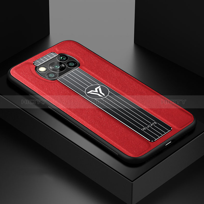Custodia Silicone Morbida In Pelle Cover FL2 per Xiaomi Poco X3 NFC Rosso