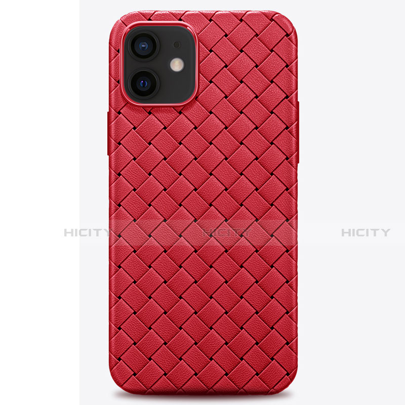 Custodia Silicone Morbida In Pelle Cover H01 per Apple iPhone 12 Mini Rosso