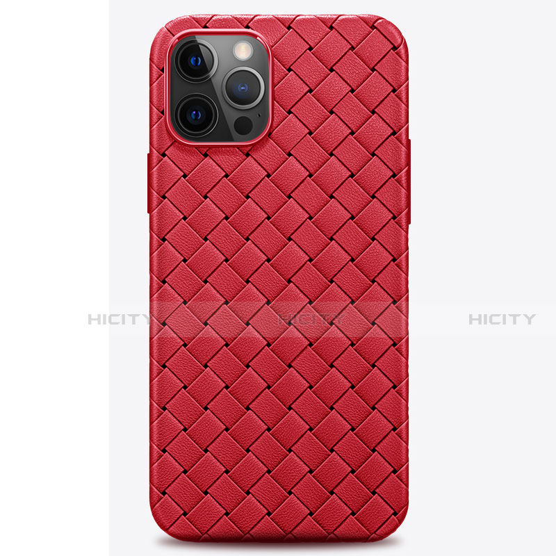 Custodia Silicone Morbida In Pelle Cover H01 per Apple iPhone 12 Pro Max Rosso