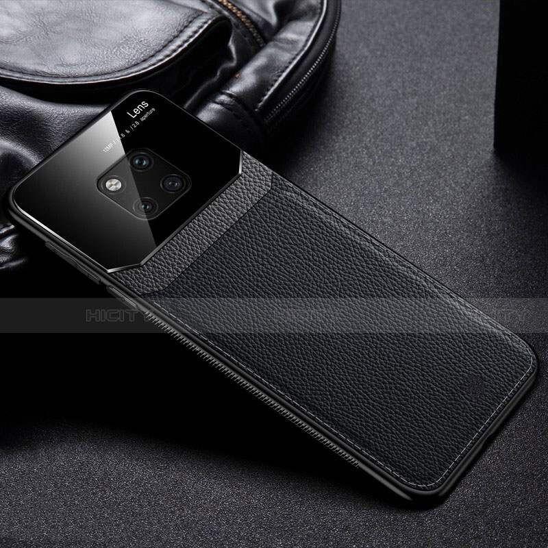 Custodia Silicone Morbida In Pelle Cover H01 per Huawei Mate 20 Pro Nero