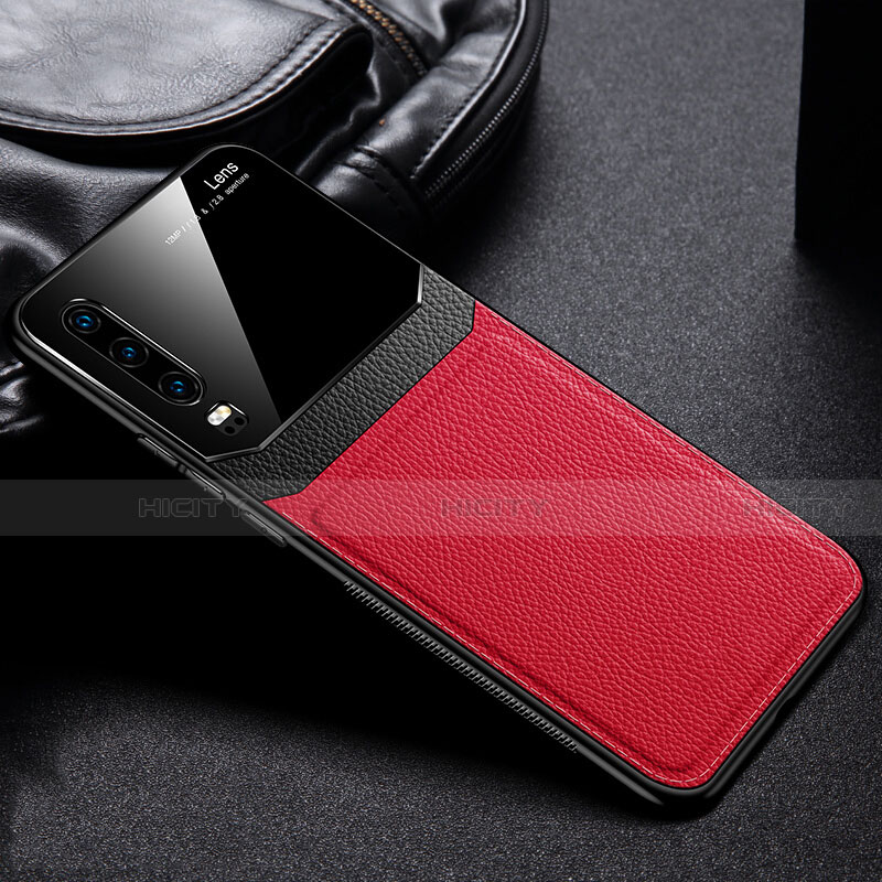 Custodia Silicone Morbida In Pelle Cover H01 per Huawei P30 Rosso