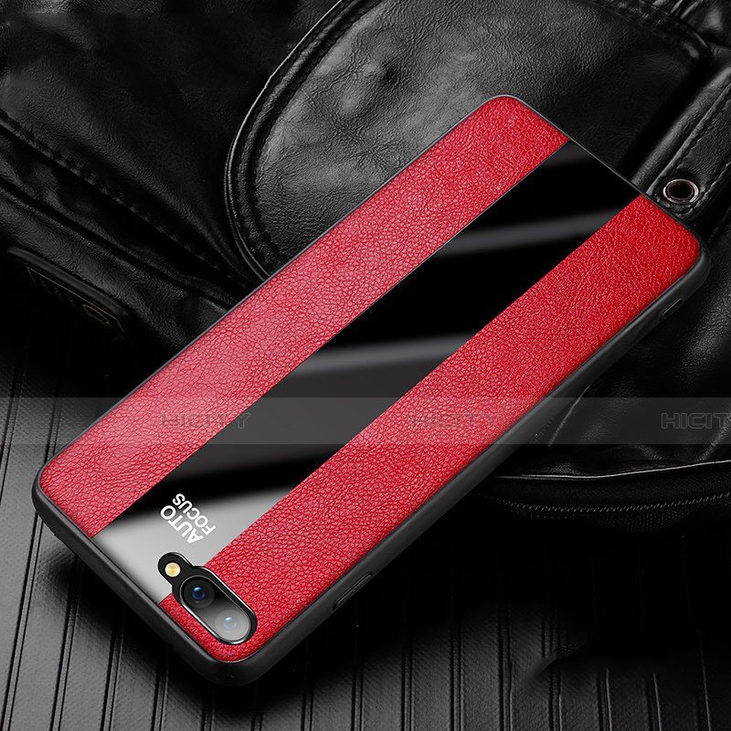 Custodia Silicone Morbida In Pelle Cover H01 per Oppo K1 Rosso