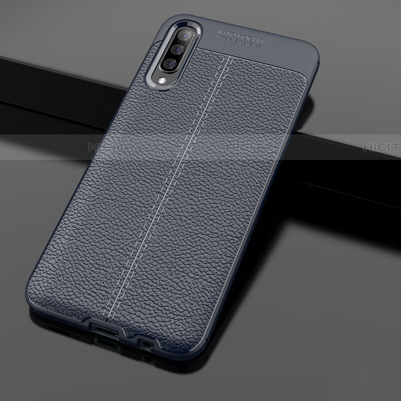 Custodia Silicone Morbida In Pelle Cover H01 per Samsung Galaxy A70 Blu