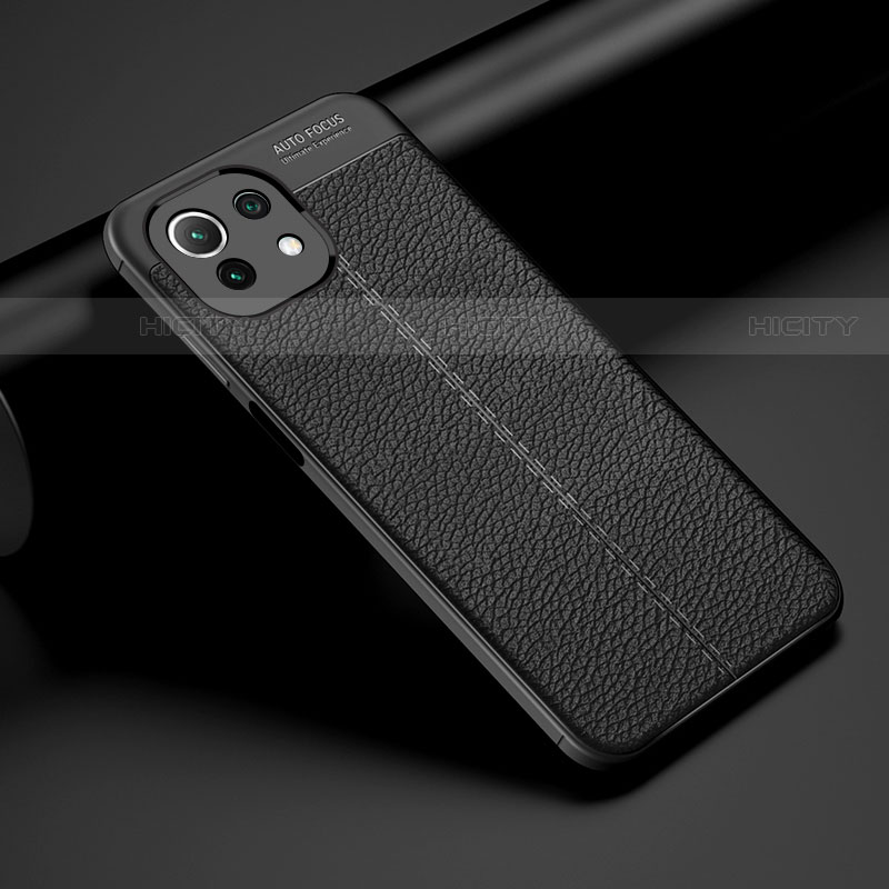 Custodia Silicone Morbida In Pelle Cover H01 per Xiaomi Mi 11 5G Nero