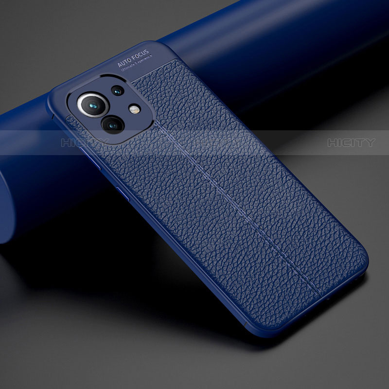 Custodia Silicone Morbida In Pelle Cover H01 per Xiaomi Mi 11 Lite 4G Blu
