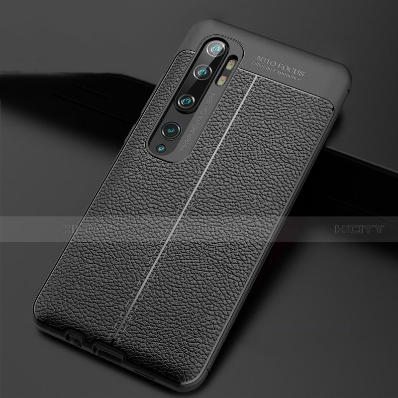 Custodia Silicone Morbida In Pelle Cover H01 per Xiaomi Mi Note 10 Nero