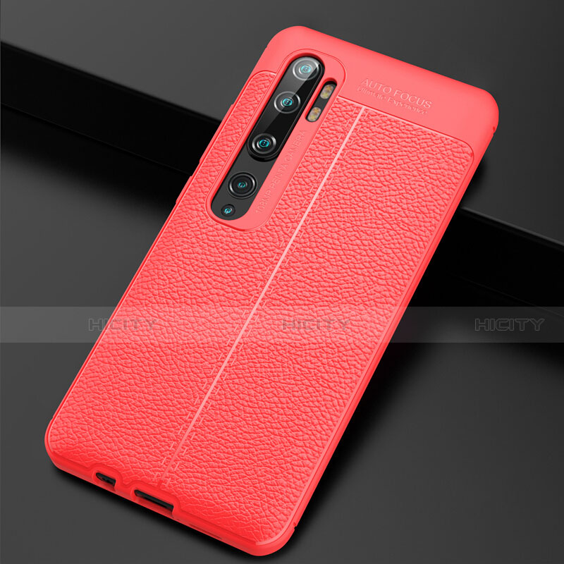 Custodia Silicone Morbida In Pelle Cover H01 per Xiaomi Mi Note 10 Pro Rosso