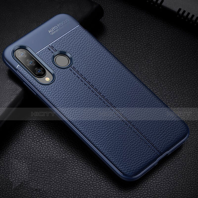 Custodia Silicone Morbida In Pelle Cover H02 per Huawei P30 Lite Blu