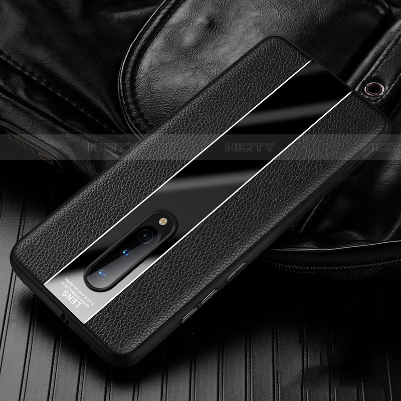 Custodia Silicone Morbida In Pelle Cover H02 per OnePlus 8 Nero