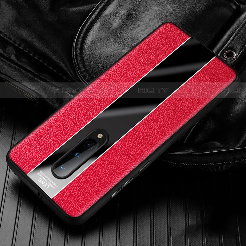 Custodia Silicone Morbida In Pelle Cover H02 per OnePlus 8 Rosso
