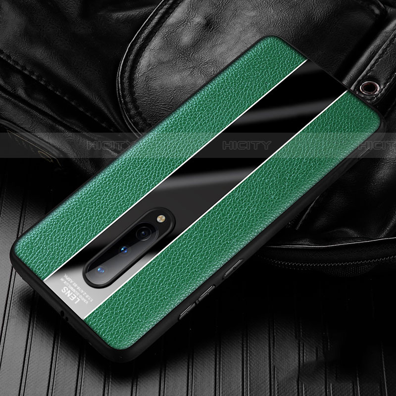 Custodia Silicone Morbida In Pelle Cover H02 per OnePlus 8 Verde