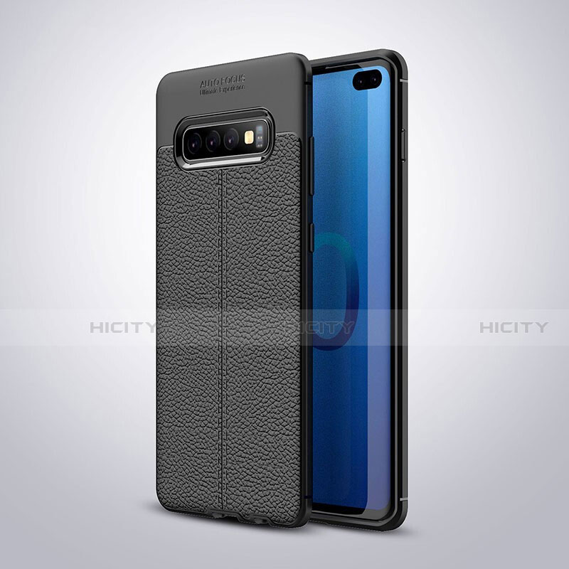 Custodia Silicone Morbida In Pelle Cover H02 per Samsung Galaxy S10 Plus Nero